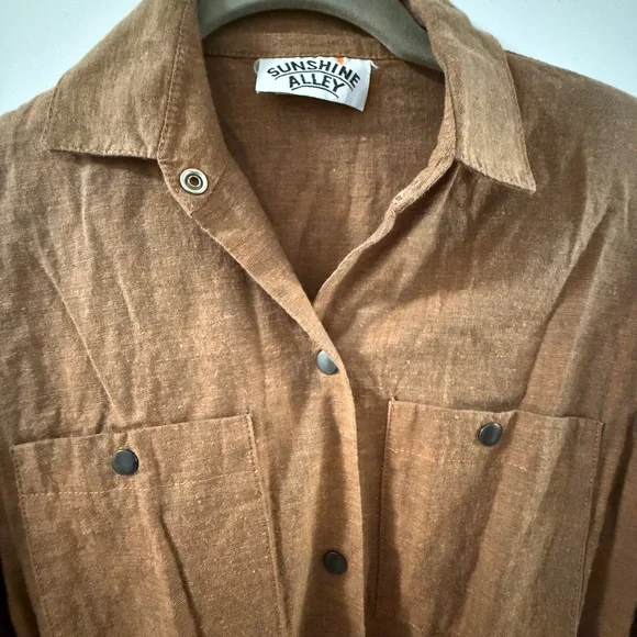 Brown Button-Up Jumpsuit - Picture 2 of 3